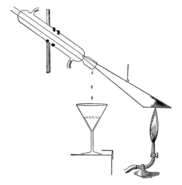 Аппарат Используемый Охлаждения Воды Сжигания Водорода Рисования Винтажных Линий Гравировки — стоковый вектор