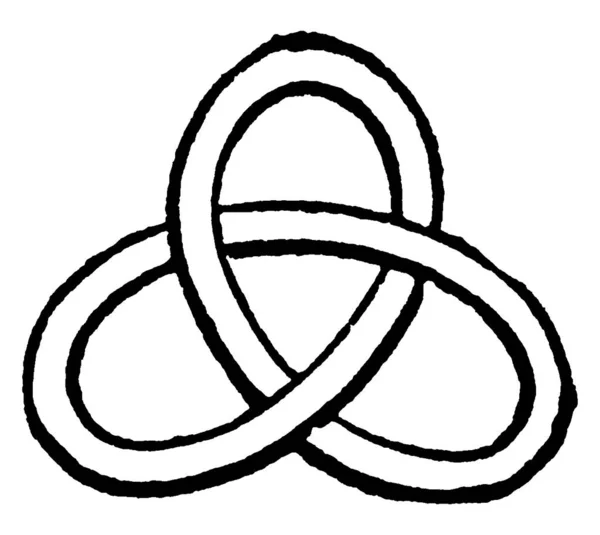 縮小された結び目の最も単純な形の一つのイラスト ヴィンテージラインの図面や彫刻のイラスト — ストックベクタ