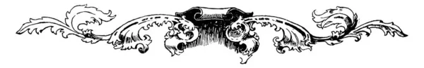 Декоративный Цветочный Делитель Причудливыми Вихрями Рисунками Рисунок Винтажной Линии Гравировка — стоковый вектор