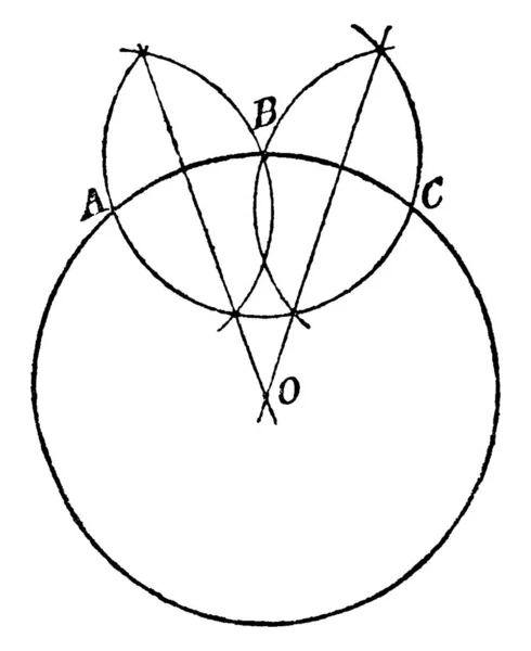 Lignes Perpendiculaires Cercle Qui Croise Centre Cercle Dessin Gravure Vintage — Image vectorielle