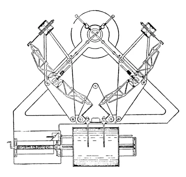 Ewing Sismógrafo Instrumento Para Medir Ondas Sísmicas Desenho Linha Vintage — Vetor de Stock