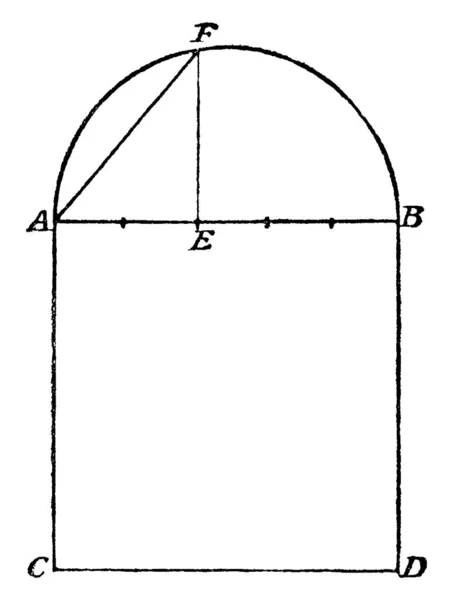 Construction Carré Proportionnel Par Construction Abord Demi Cercle Dessin Ligne — Image vectorielle