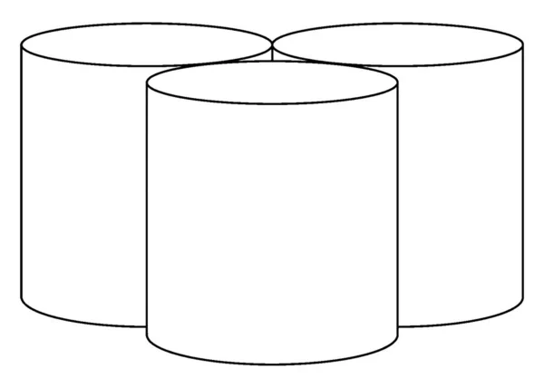 Trois Cylindres Circulaires Parallèles Placés Ensemble Comme Leurs Côtés Incurvés — Image vectorielle