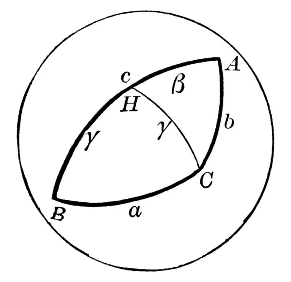 Triunghi Sferic Format Suprafața Unei Sfere Trei Arce Circulare Mari — Vector de stoc