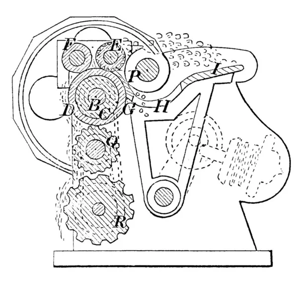 Cotton Gin Machine Used Separate Cotton Cotton Seeds Here Drawing — 스톡 벡터