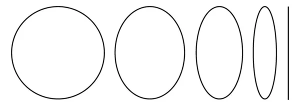 Cinco Formas Geométricas Incluindo Círculo Três Elipses Uma Linha Vertical — Vetor de Stock