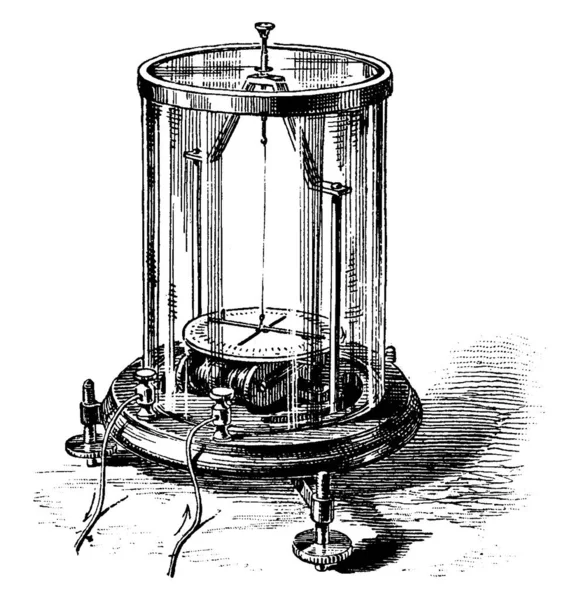 Figur Som Visar Astatisk Galvanometer Det Galvanometer Med Två Nålar — Stock vektor