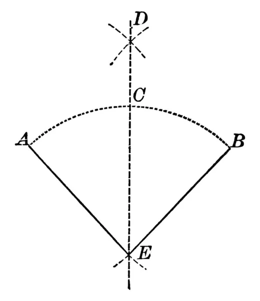 将Ea线和Eb线之间的一个角度分割成两个相等的部分 用Ed线 复古线条或雕刻图来表示 — 图库矢量图片