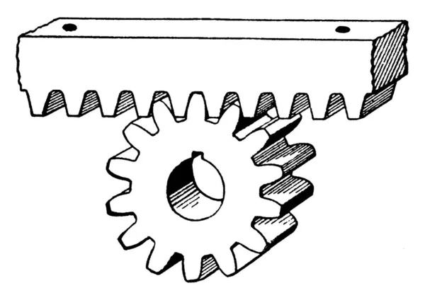 Désignation Mécanisme Par Utilisation Une Barre Rail Engrenage Fixe Dentelé — Image vectorielle
