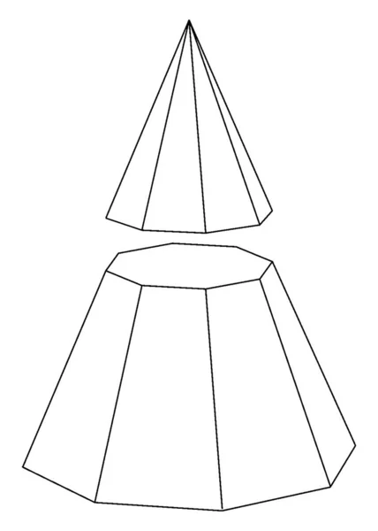 全体として二つの八角形がありますが 二つの形に分けられます 一つは円錐のように見え もう一つはランプのように見えます — ストックベクタ