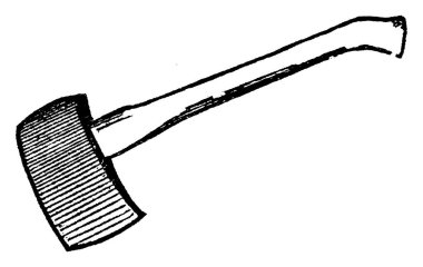 Bir baltanın tipik bir temsili, çelik kenarlı demir bir alet veya silah, yontma ve kesme için, klasik çizgi çizimi veya oyma çizimi için 