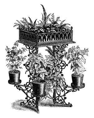 Demirden yapılmış, çömlek, klasik çizim ya da gravür için birden fazla tepsisi var..