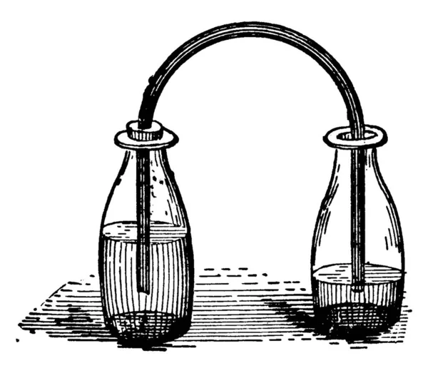 Пляшковий Сифон Процес Який Вимагає Тиску Гравітації Двома Пляшками Частково — стоковий вектор
