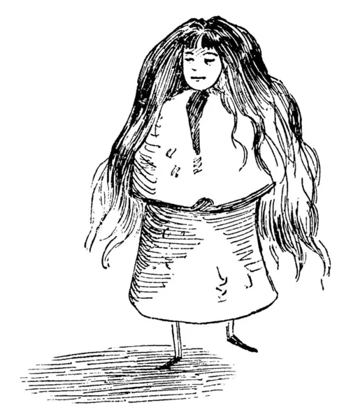Μια Τυπική Αναπαράσταση Μιας Χοντρής Κοπέλας Μακριά Μαλλιά Φτιαγμένα Από — Διανυσματικό Αρχείο