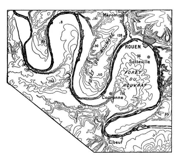 Meandros Del Cerco Meandro Las Curvas Curva Devanado Canal Río — Vector de stock