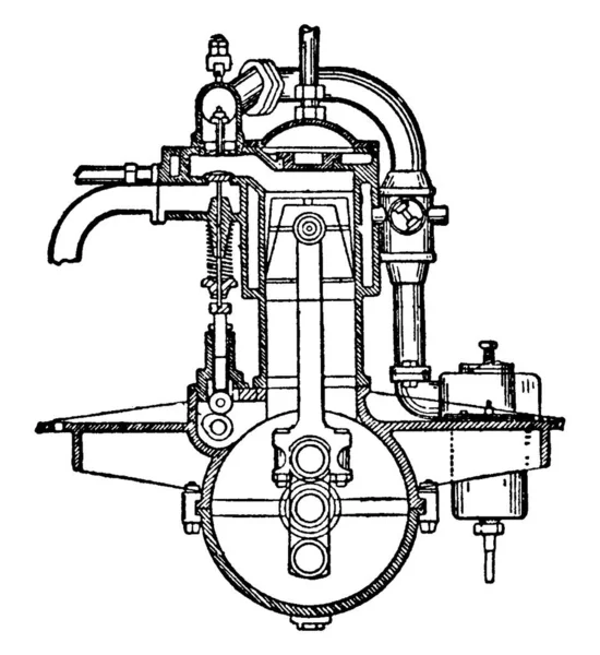 Малюнку Показано Газовий Двигун Двигун Внутрішнього Згоряння Який Використовує Вибуховий — стоковий вектор