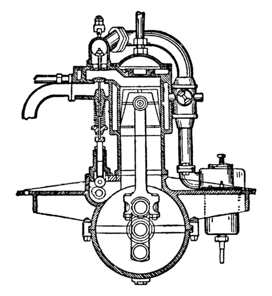 Rysunek Przedstawia Silnik Gazowy Jako Silnik Spalinowy Wewnętrznego Spalania Wykorzystujący — Wektor stockowy