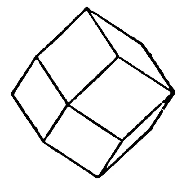 Rhombic Dodecahedron Wypukły Wielościan Jednorodnymi Twarzami Vintage Rysunek Linii Lub — Wektor stockowy