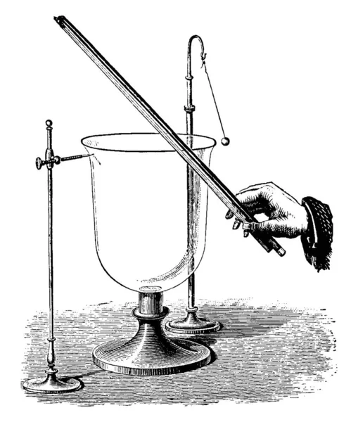 Dispositif Monobloc Acier Avec Fiole Verre Utilisé Par Physicien Qui — Image vectorielle