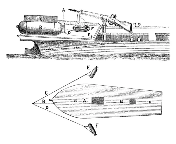 Barco Torpedero Relativamente Pequeño Que Generalmente Barco Naval Rápido Diseñado — Vector de stock