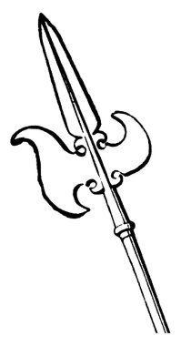Bir tür bıçak, Halberd, Charles II zamanından, klasik çizim ya da gravür çizimi.