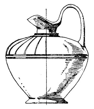 Bu antik küçük kap oyulmuş ve siyah kil ile boyanmış, antik çağlarda su veya diğer sıvı depolama için kullanılmış, eski model çizimler ya da çizimler için..