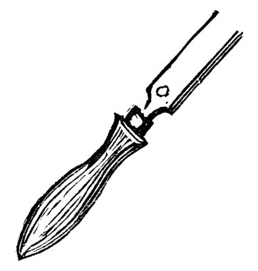 Tipik bir haft betimlemesi, bir bıçak, balta ya da mızrak sapı, klasik çizim ya da gravür çizimi. 