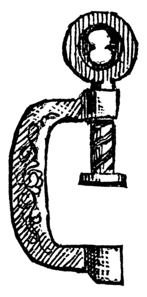Representación Típica Una Abrazadera Pedazo Madera Hierro Utilizado Para Sujetar — Archivo Imágenes Vectoriales
