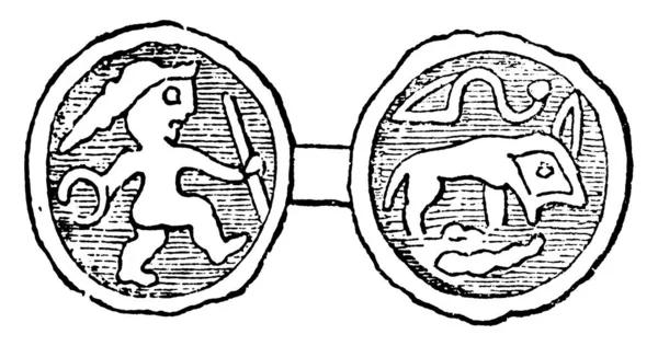 Британская Монета Рисунок Винтажной Линии Гравировка — стоковый вектор