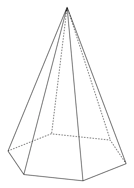 Ilustrace Pravé Šestiúhelníkové Pyramidy Skrytými Okraji Základna Šestiúhelník Tváře Jsou — Stockový vektor