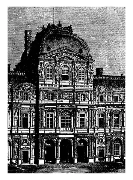 Louvre Est Nom Célèbre Bâtiment Public Paris Situé Dans Partie — Image vectorielle