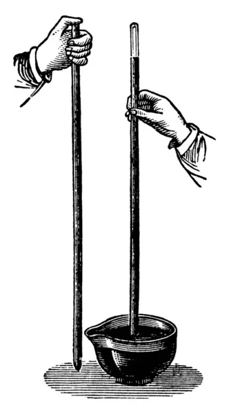 气压计是一种汞玻璃管 用于测量大气压 老线绘图或雕刻插图 — 图库矢量图片