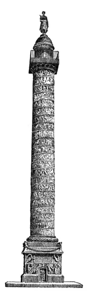 Цилиндрический Столб Статусом Вершине Является Отправной Точкой Рисунок Винтажной Линии — стоковый вектор