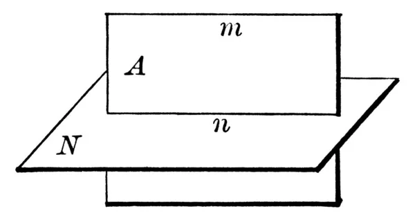 图以某一角度显示平面的交叉平面N 老式线条绘图或雕刻图解 — 图库矢量图片