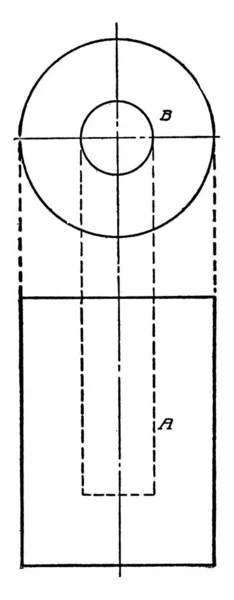 Vue Dessus Côté Cylindre Avec Trou Circulaire Dessus Dessin Ligne — Image vectorielle