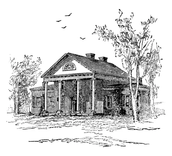 南北戦争中のジョン ローレンス メアリー ハウスを描いた図で メアリーは弁護士であり南軍兵だった — ストックベクタ