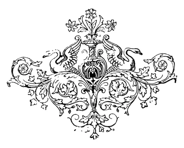 Floral Motif Motivo Che Ripete Disegno Disegno Linee Vintage Incisione — Vettoriale Stock