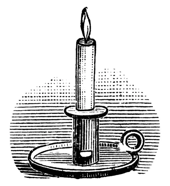 Candle Stand Vintage Line Drawing Engraving Illustration — Stock Vector