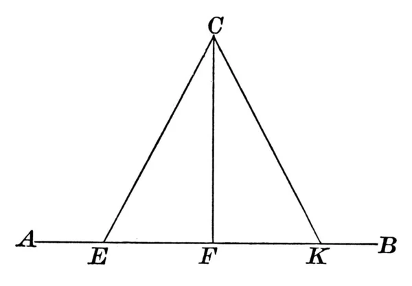 Побудова Рівностороннього Трикутника Вершинами Висотою Малювання Вінтажною Лінією Або Гравюрна — стоковий вектор