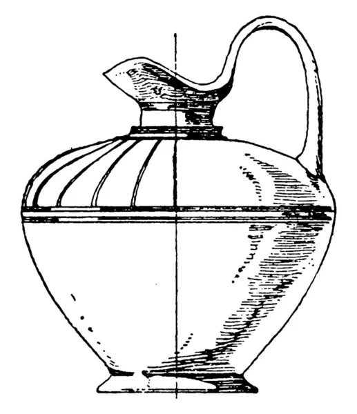 그릇을 조각하여 진흙에 칠하는데 고대에는 물이나 액체를 저장하는 사용되었고 빈티지 — 스톡 벡터