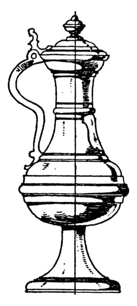 Denna Tyska Renässans Lip Spout Pitcher Tillverkad Grå Legering Tenn — Stock vektor