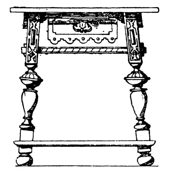 Mesa Estilo Renacentista Moderno Con Patas Que Son Prismáticas Torneadas — Vector de stock