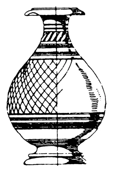 Ένα Μικρό Αγγείο Ζωγραφισμένο Πήλινο Σχέδιο Σχέδιο Vintage Γραμμής Χαρακτική — Διανυσματικό Αρχείο