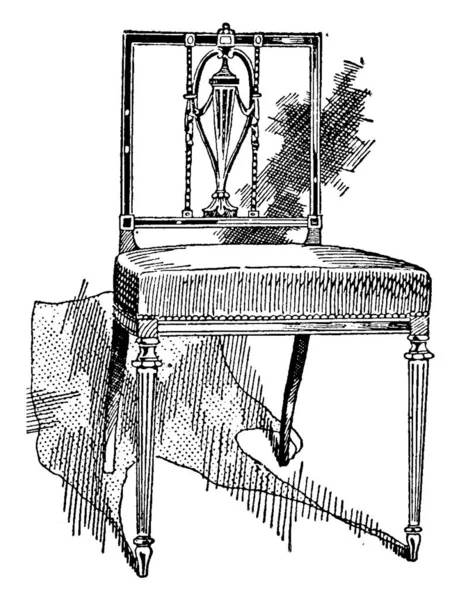 长方形靠背椅子 托马斯 喜来登设计 老式线条绘画或雕刻插图 — 图库矢量图片