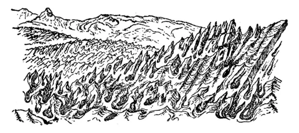 Рисунке Изображена Самая Высокая Гора Швейцарии Называемая Сантисом Рисунок Винтажных — стоковый вектор
