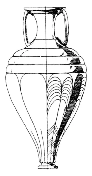 Ampolla Vidrio Antiguo Similar Ánfora Con Asas Está Pintado Azul — Archivo Imágenes Vectoriales