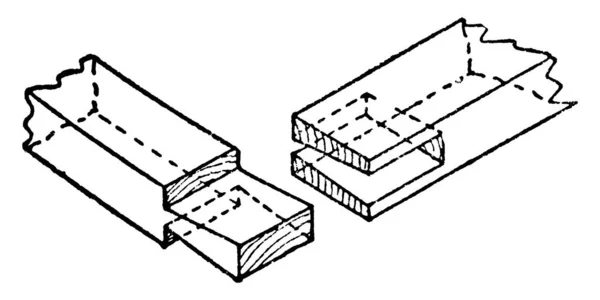 联轴节一种与之相配的接缝 常用于木制细木工 复古线条绘图或雕刻插图中 — 图库矢量图片