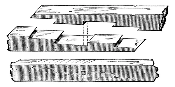 Une Machine Bois Dans Laquelle Est Appliquée Méthode Mortaisage Insertion — Image vectorielle