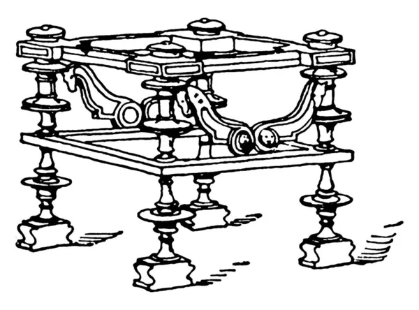 Римский Табурет Бронзы Имеющий Обивки Сидений Винтажного Рисунка Гравировки — стоковый вектор