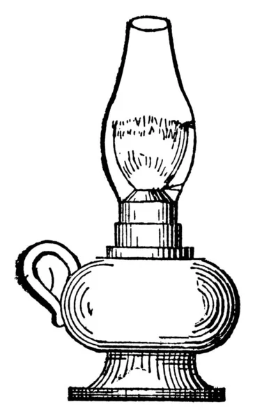 Une Petite Lampe Dessin Ligne Vintage Illustration Gravure — Image vectorielle